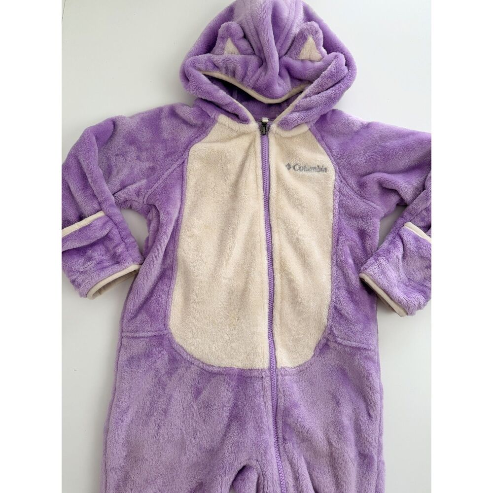 Columbia Baby 18-24M Purple Fleece Bunting Hooded Animal Ears Snowsuit - Picture 11 of 12